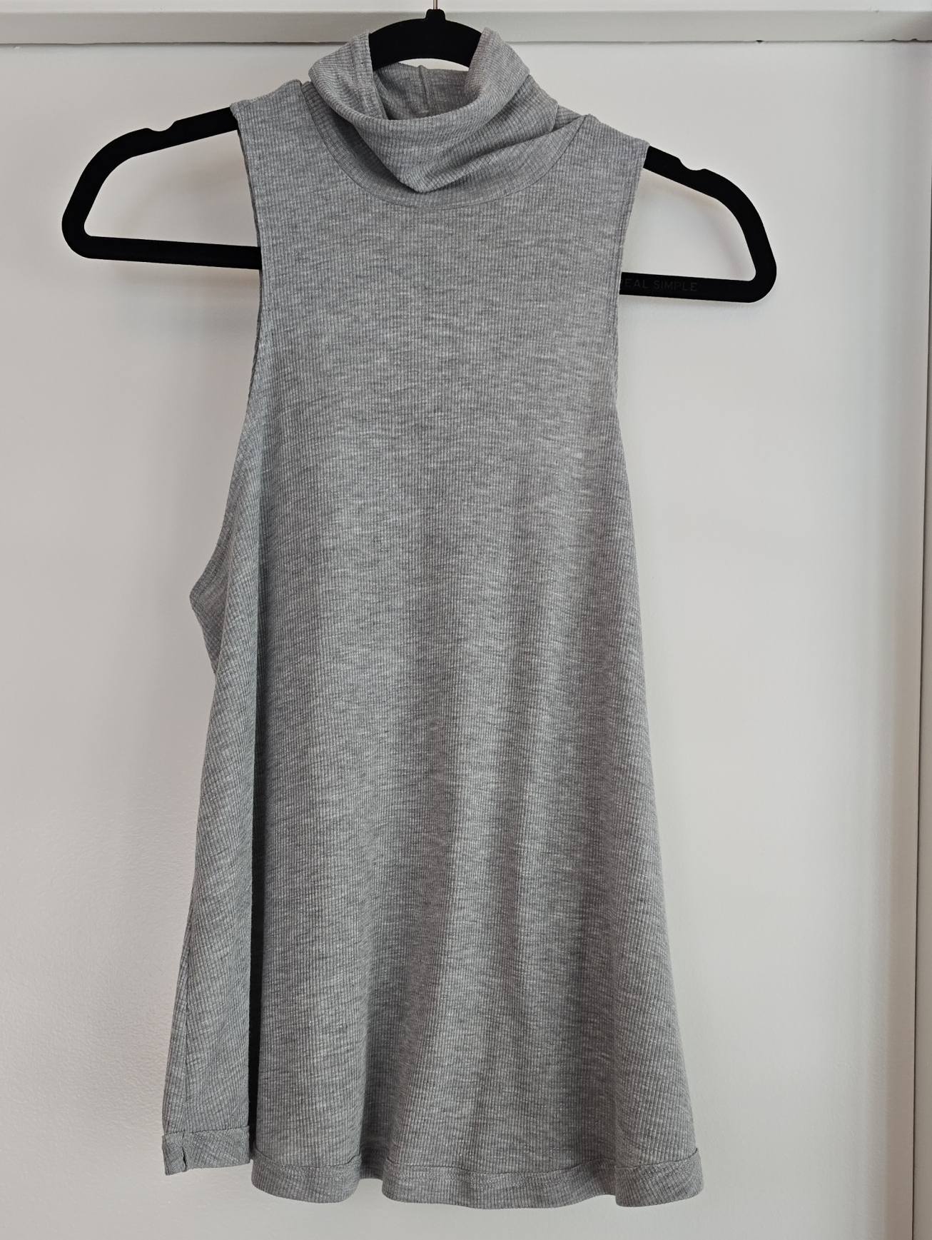 Free People Gray Sleeveless Ribbed Mock Neck Tank